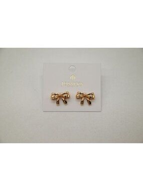 NWT Josslyn Gold Tone Bow Stud Earrings Coquette Ribbon Chic Feminine Jewelry